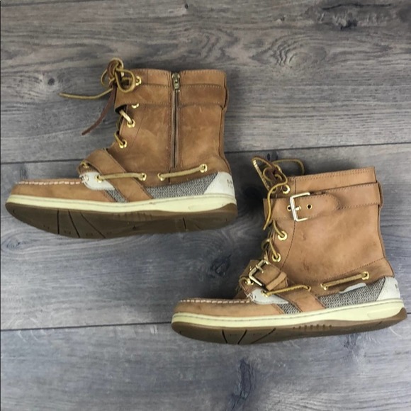 Sperry Top Sider Tan and Gold High Tops (6) - Picture 4 of 7